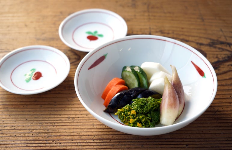 赤絵かぶら中鉢 / 小皿