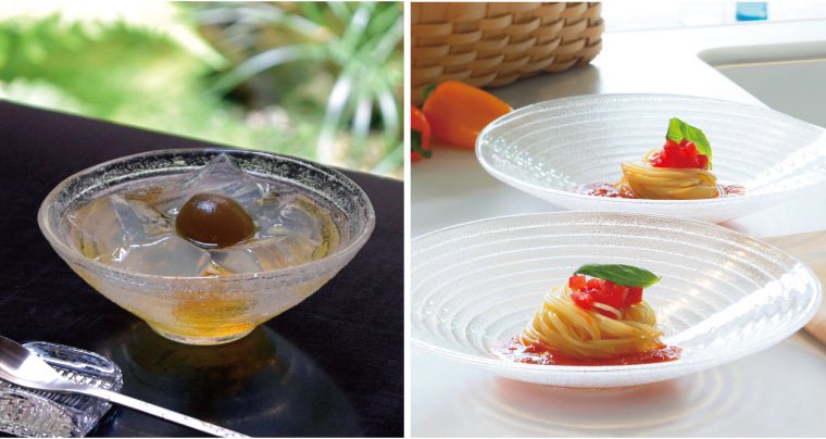 たち吉のガラスのうつわ 水音の料理イメージ