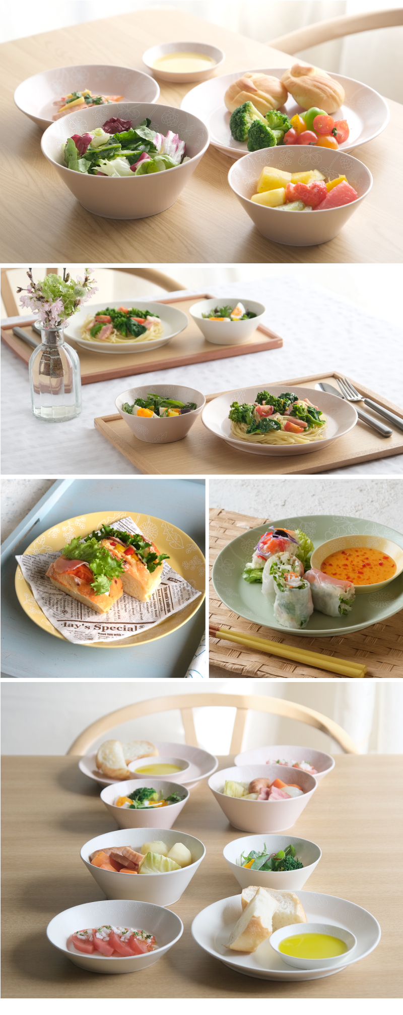 Re-食器 花咲みを使用した食卓