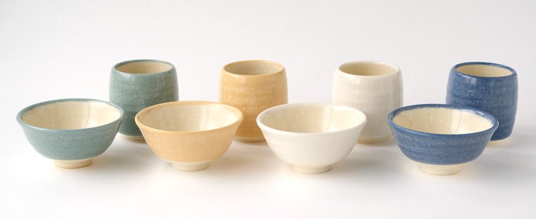 京焼・清水焼のご飯茶碗と湯呑 4色展開